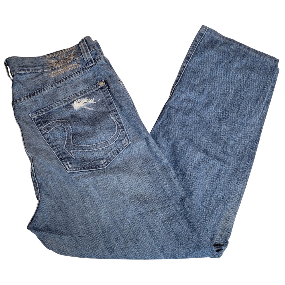 Rock & Republic Pete Petehe Denim Blue Jeans Mens 38x30 Button Fly‎ Distressed